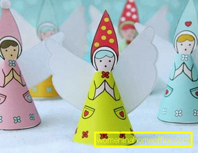 Paper angels with their own hands