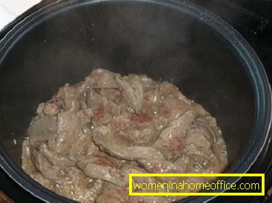 Liver stewed in sour cream in a slow cooker