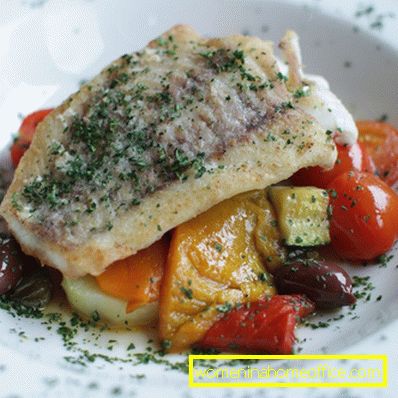 Pike perch with vegetables in the oven