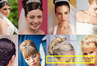 Wedding hairstyles with a diadem on medium hair